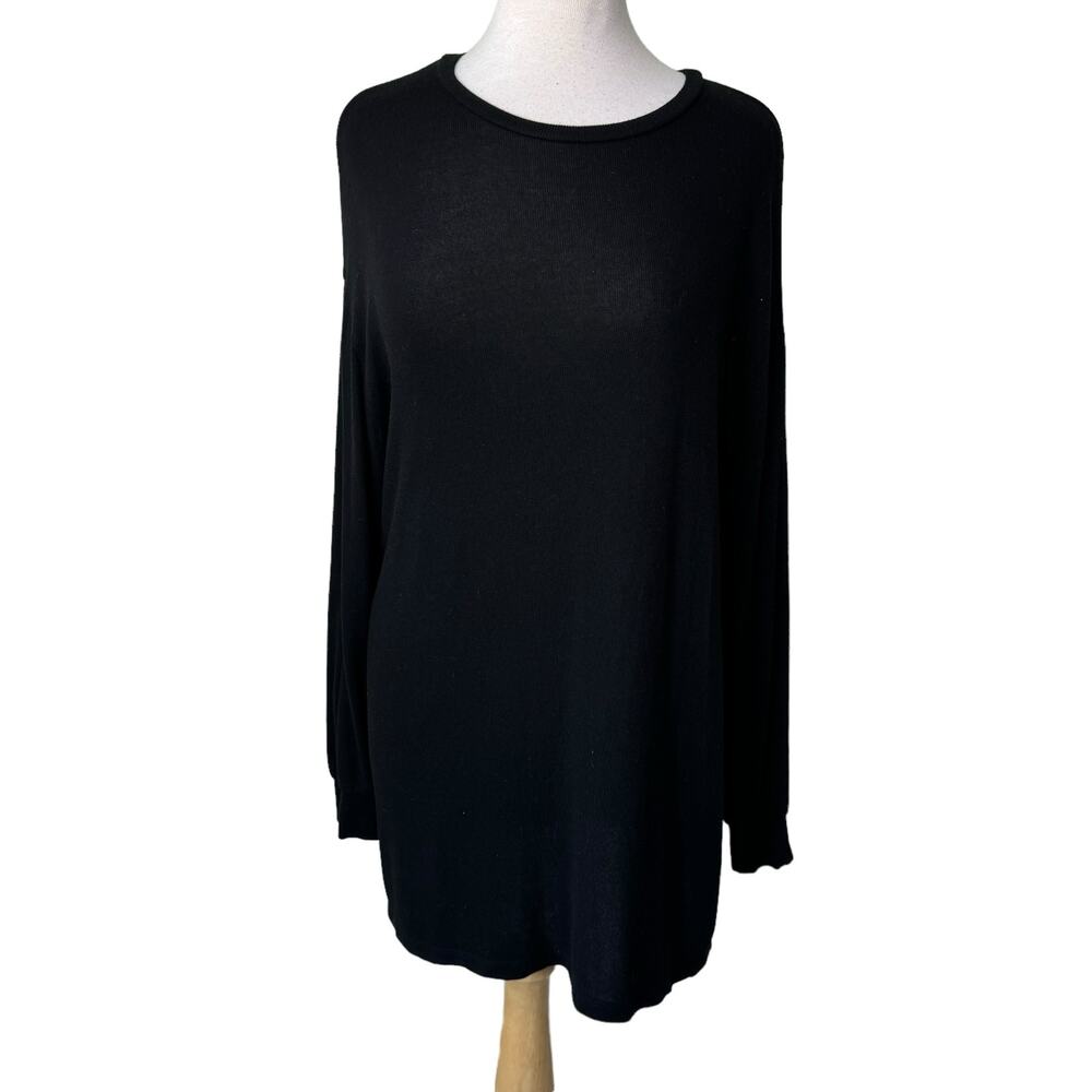 REFORMATION Dropped Shoulder Crewneck Long Sleeve Sweater Dress Medium Black